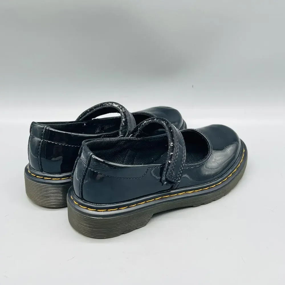 Dr Martens Shoes Girls 13 Black Patent MACCY Mary Jane Hook & Loop Dress School
